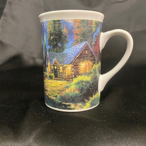 Thomas Kinkade Cabin by the Lake Coffee Mug, Cottagecore Home Decor - Picture 1 of 5